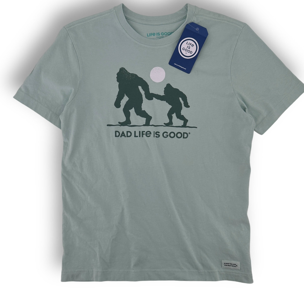 Dad Life is Good Short Sleeve Crusher Tee Shirt Bigfoot Sasquatch Sz Small